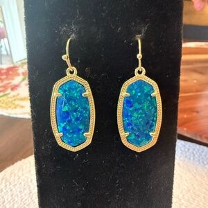 Kendra Scott Gold and Blue Druzy Earrings
